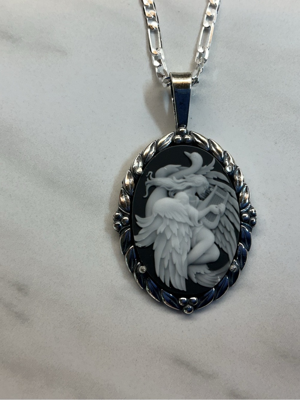 Black & White Agate Cameo of Leda and the Swan Greek Mythology